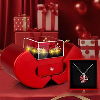 Kalung Mawar Merah Asli Awet Bentuk Hati yang Dapat Disesuaikan - Hadiah Ulang Tahun, Hari Valentine, Natal untuk Wanita, Ibu