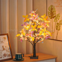 Lampu meja pohon Led bunga kupu-kupu, lampu meja menyala pohon Usb dekorasi Natal ornamen bunga Bonsai dalam ruangan