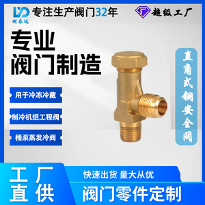 Válvula de seguridad de latón de 1/2 pulgada en ángulo recto, ajustable para alivio de presión en sistemas de refrigeración - Product Image 4