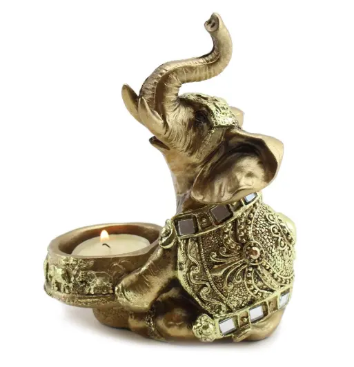 ทองช้างไทยห่อพระพุทธรูปชาเชิงเทียนนำโชครูปแกะสลักของขวัญตกแต่งบ้าน