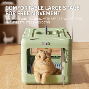 กระเป๋าเดินทางสำหรับสัตว์เลี้ยงแบบพับได้ น้ำหนักเบา มีหน้าต่าง สำหรับสุนัขและแมวขนาดเล็กถึงกลาง  วัสดุ PP หนาพิเศษ ระบายอากาศได้ดี - Product Image 2