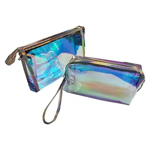 Holografische Make-Up Toilettas Travel Organizer Waterdichte Cosmetische Zakken Clear Iriserende Draagbare Rits Zakjes Voor Vrouwen