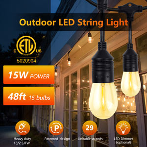 18/2 SJTW 48FT Regulable S14 E26 LED String Light Strings 15 Bombillas IP65 Almacén al aire libre Cadena de luces Cuerpo de plástico ETL Listado - Product Image 5