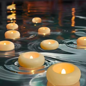 Flameless LED Floating Waterproof Plastic Candles Tea Light Romantic Flickering Votive Wax <strong>Tealight</strong> for Party Bathroom Decor - Product Image 1