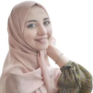 Lenço de poliéster islâmico para mulheres, lenço hijabs, cachecol de chiffon hijab