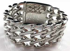 Bracelet pour homme en acier inoxydable 316L de style punk, <span class=keywords><strong>maille</strong></span> épaisse <span class=keywords><strong>argent</strong></span>ée de 32 mm, chaîne épaisse - Product Image 3