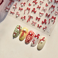 Autocollants pour ongles TSZS Hot 5D en cristal et perles, nœuds papillon, rubans de ballet, décorations pour ongles en or, argent, rouge et blanc