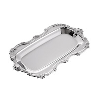 Plateau à pâtisserie et gâteaux de style européen, luxe léger, vintage, inspiré d'Instagram, en acier inoxydable poli miroir