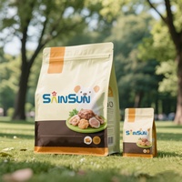 Sachet personnalisé en plastique refermable anti-humidité avec fermeture éclair, format stand-up, 100g, échantillon gratuit pour aliments humides pour chats, lait, gelée, sushi