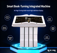 Écran tactile interactif tout-en-un de 32 pouces pour hall d'exposition intérieur et aéroport, avec fonction de défilement virtuel de livres, double capteur de détection corporelle et support graphique PPT