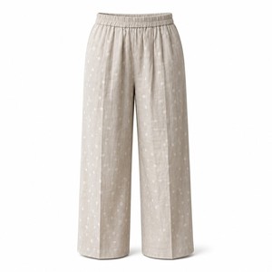 <span class=keywords><strong>Pantaloni</strong></span> da <span class=keywords><strong>Donna</strong></span> <span class=keywords><strong>Beige</strong></span> a Pois in Lana a Gamba Larga Media, Vita Elastica, Tasche, Vestibilità Ampia, Casual, per Uso Quotidiano, Etichette Personalizzate OEM, Vendita all'Ingrosso - Product Image 1