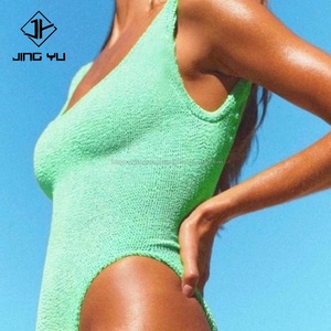 Custom Swimwear With logo One Piece <b>Swim</b> Custom Textured Open Back One Piece Swimsuit Women - Product Image 2