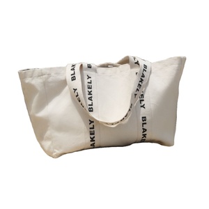 Oversize 12OZ Cotton Canvas Drawstring Beach Tote <b>Bag</b> Letter Pattern Customized Logo Color Design Gift Shopping CCB-060306 China - Product Image 1