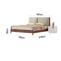 Lit double moderne en bois de noyer noir, style nordique japonais Wabi Sabi, avec rembourrage doux, pour chambre principale, directement de l'usine