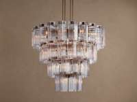 Lustre en verre pour salon, restaurant, grand lustre rond à plusieurs niveaux, lustres en verre de luxe, duplex, longue escalier, villa