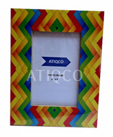 Marco de Fotos de Madera Atiqco con Impresión Digital de Billetes en 2 Colores |   Decoración Antigua y Vintage para Mesa y Pared del Hogar