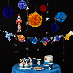 Decorazioni a Soffitto per Feste di Compleanno a Tema Spaziale per Bambini: Sistema Solare, Galassia, Pianeti, Nasa, Razzo 3D - Product Image 2