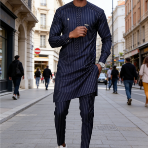 男士非洲民族服饰套装：长袖上衣和长裤 - Product Image 1