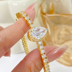 Fashion <b>Bracelets</b> 18K Gold Plated Bling CZ Zircon Trendy Waterdrop Tennis Chain <b>Bracelet</b> for <b>Women</b> - Product Image 4