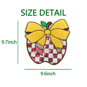 Nuevo diseño de parches de lentejuelas Apple Bow Teacher, parches de chenilla bordados prensados en caliente para ropa - Product Image 4