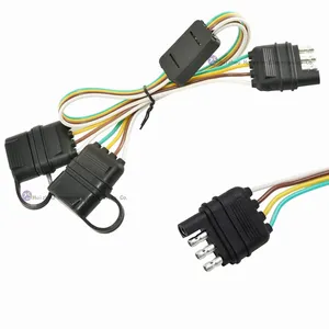 18 Gauge Sae J1128 4-Way Plug 4 Pin Extension Connector 4 Wire 4-Flat Male Female Trailer Light Wiring Harness Extension Kit