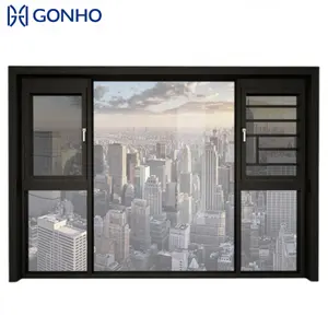 GONHO рациональное строительство, алюминиевые стеклопакеты с двойным остеклением, звукоизоляционные черные окна, производитель створчатых окон