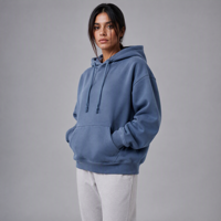 Hoodie Fleece Wanita Grosir OEM, Model Oversize dengan Bahu Jatuh, Potongan Kotak, Bahan Brushed Loopback