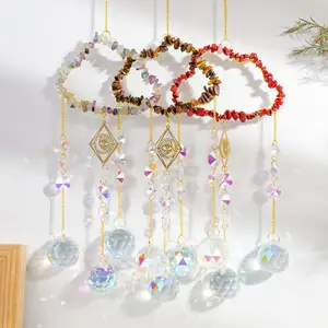 Atacado Ametista Cristal Suncatcher Carro Pendurado Jardim Charme Decoração Nuvens Forma Wind Chime Cristais Luz Sun Catcher SC016