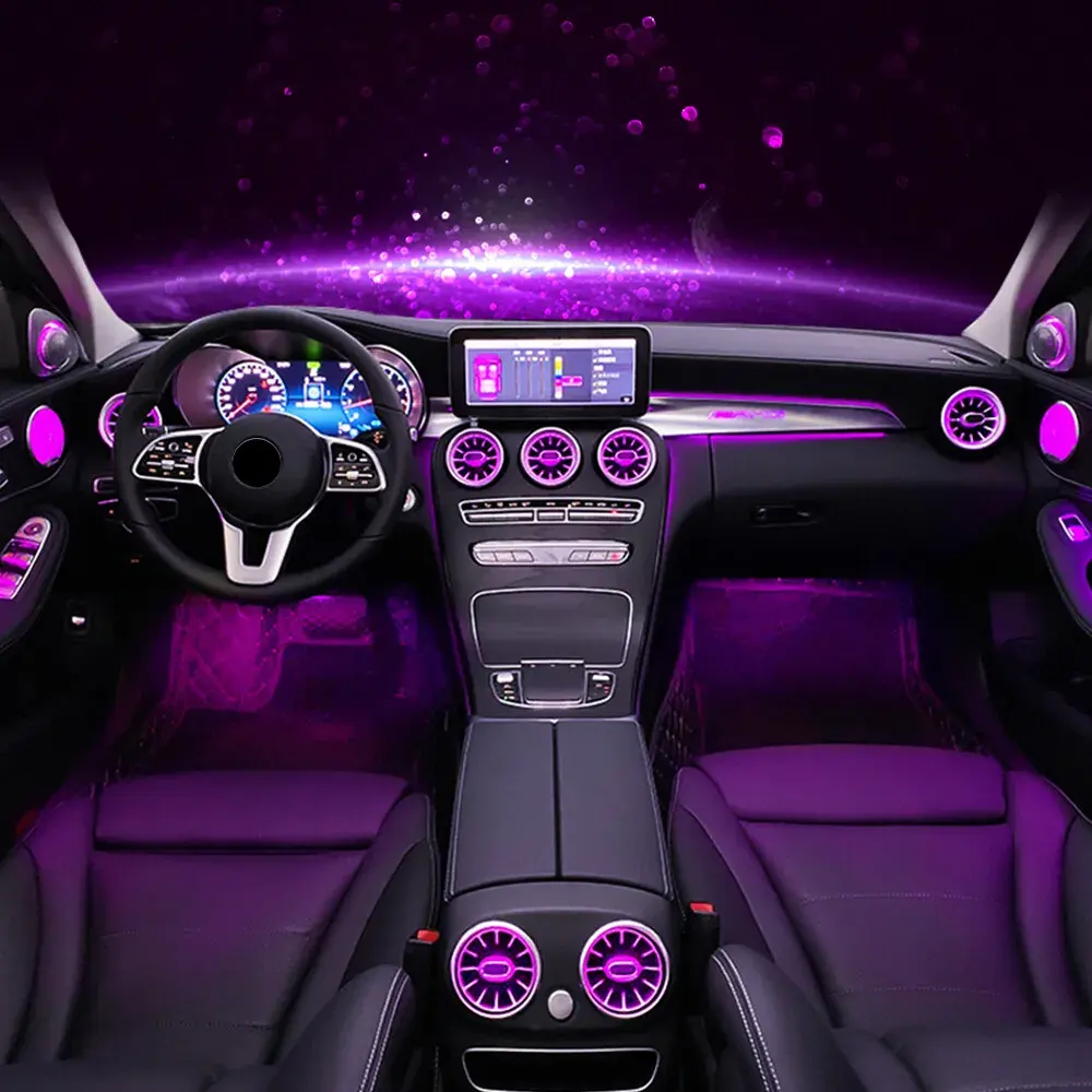 Полный комплект, аксессуары для окружающего света W205, поворотный твитер, светящаяся турбина, вентиляционная крышка автомобильного динамика для Mercedes-Benz C-Class