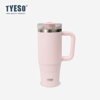 Tumbler Vakum Anti Karat Mudah Dibersihkan Dengan Gagang, Lapisan Dalam Keramik, Mug Kopi untuk Perjalanan