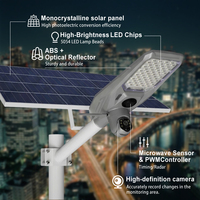Lampe solaire extérieure de surveillance CCTV sans fil avec caméra 5G, éclairage public solaire 360° 8000-10000lm avec interrupteur jour/nuit