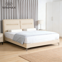 Lit Moderne Simple et Luxueux en Cuir Rembourré Confortable, Taille King & Queen, Cadre en Bois et Fer avec Garantie d'un An