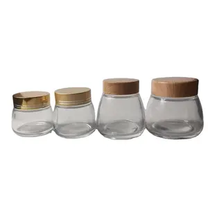 Best Selling Mini Empty Unique Clear Transparent Glass Honey Jar With Lids