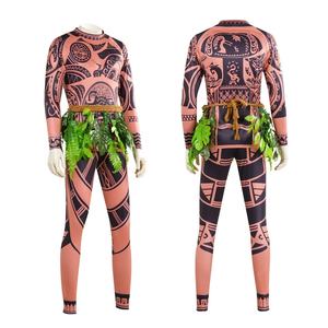 <span class=keywords><strong>Moana</strong></span> 마우이 코스프레 의상 세트 티셔츠 바지 잎 장식 할로윈 카니발 세트 성인용 어린이 마우이 문신 코스프레 의상 - Product Image 6