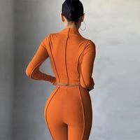 Combinaison moulante de yoga à col haut et à taille serrée pour femmes, combinaison de sport à manches longues, une pièce, personnalisée