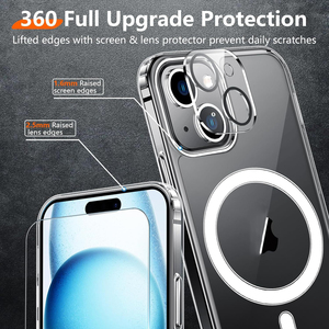 <span class=keywords><strong>3</strong></span> en 1 funda de teléfono magnética transparente cubierta transparente Protector de lente de cámara 9H protector de pantalla de vidrio templado para iPhone 16 <span class=keywords><strong>15</strong></span> 14 - Product Image 4