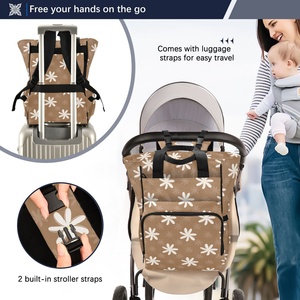Hawaii Diaper <b>Backpack</b> <b>Brown</b> Tiare Flower Print Custom Design Baby Bags Women Waterproof Travel Diaper <b>Backpack</b> for Mom - Product Image 4