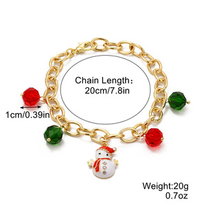 New Arrival Christmas Gift Gold Plated Alloy Bracelet Santa Pendant Pearl Crystal Beaded <strong>Chain</strong> Charm Bracelet - Product Image 6