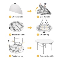 Produit populaire, table ronde pliable en résine plastique de haute qualité, blanche, pour banquet, fête, mariage, restaurant, table à tréteaux portable