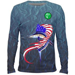 เสื้อตกปลารังไหมโพลีเอสเตอร์100% 2025สไตล์ที่กำหนดเองมาใหม่กับธงชาติสหรัฐอเมริกาเสื้อผ้าแนวสตรีท - Product Image 1