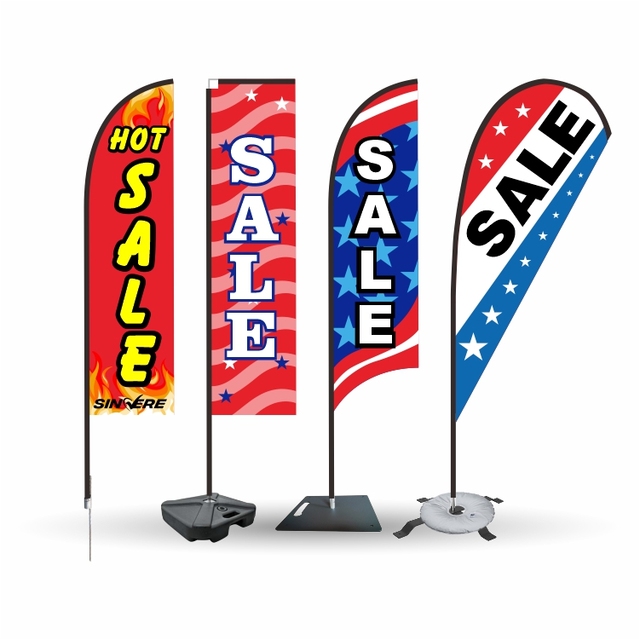 Outdoor Promotion Advertising Feather Banners Business Rectangular Teardrop Beach Flags for Sale