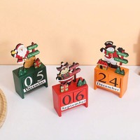 Arbre de Noël en bois avec calendrier numérique, décoration de bureau pour les fêtes et affichage toute l'année