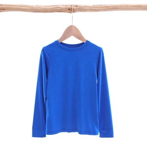 Tiaose T-shirt uni à col rond et manches longues pour enfants, approuvé CPC, impression de logo couleur personnalisée, chemises basiques unies en gros pour garçons - Product Image 3