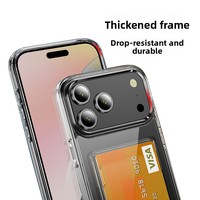 Étui de téléphone transparent 2-en-1 avec fente verticale pour cartes, coque de protection multifonctionnelle anti-chute avec double rangement pour cartes pour iPhone 17 Max