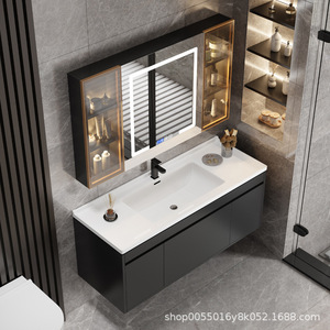 Meuble de salle de bain de luxe Ouni avec rangement mural et miroir intelligent - Product Image 2
