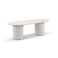 Ensemble de repas d'extérieur toutes saisons, table basse de 2,4 m, 8 chaises Santorini en aluminium, amovibles et lavables