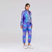 Luckpanther Factory Plus Size Casual Sweat à capuche réfléchissant Vêtements pour femmes Manteau et pantalon pour femmes Costume 2 pièces