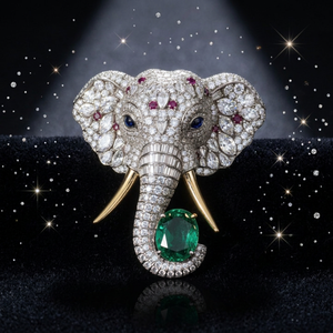Broche de Plata de Ley con Piedra Verde Elefante para Niños, Pin de Solapa, Joyería de Destaque para Sherwani, Regalo para Fiesta de Boda - Product Image 4