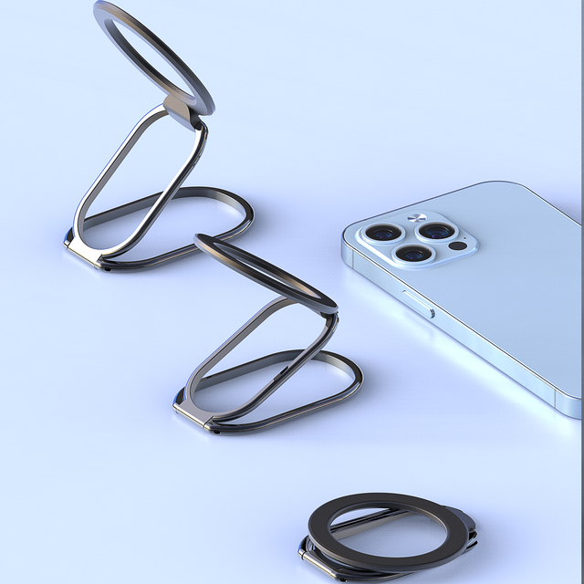 OEM ODM Custom Logo Flexible Magnetic Zinc Alloy Phone Ring Holder for Desk and Portable Phone Accessories