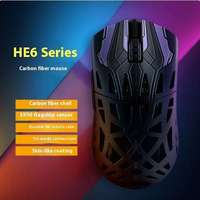 HE6 Ultra Mouse Serat Karbon Ringan 53g Tri-mode PAW3950 30000DPI 8Khz 700IPS Mouse Gaming Desain Berongga
